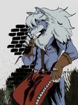  clothing hair legendz long_hair long_white_hair male mammal negger pants solo suspenders white_hair wolf wolfy_the_werewolf 