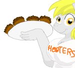  big_breasts breasts derpy_hooves_(mlp) friendship_is_magic hasbro hooters muffins my_little_pony smile tray waiter 