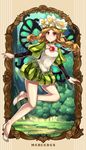  blonde_hair braid butterfly_wings character_name fairy flower hair_flower hair_ornament killyoh long_hair mercedes odin_sphere pointy_ears puff_and_slash_sleeves puffy_sleeves red_eyes solo twin_braids wings 