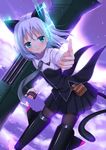 animal_ears aqua_eyes bad_id bad_pixiv_id black_legwear blush cat_ears cat_tail highres hirschgeweih_antennas koi_(koisan) military military_uniform necktie outstretched_hand pantyhose pouch rocket_launcher sanya_v_litvyak short_hair silver_hair skirt sky solo strike_witches striker_unit tail uniform weapon world_witches_series 