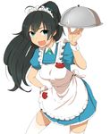  apron bad_id bad_pixiv_id black_hair ganaha_hibiki idolmaster idolmaster_(classic) long_hair maid_headdress minatsuki_randoseru solo thighhighs waitress zettai_ryouiki 