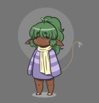  2019 chibi clothed clothing dark_skin female green_hair hair hummanoid invalid_tag leaf long_hair mandragora mandrake mikr&iacute; mikr&iacute;_the_mandrake monster_girl_(genre) pafu_(artist)flora_fauna ponty_ears ponytail scarf short_stack 