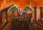  chain crossover equine female fire fluttershy_(mlp) friendship_is_magic hasbro knife kratos my_little_pony weapon wings 