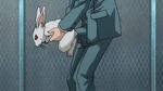  animated animated_gif bestiality bulge bunny caught erection erection_under_clothes formal from_side glasses humping kurutta_kyoutou looking_at_viewer male_focus old_man opaque_glasses screencap solo suit what 