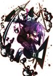  androgynous black_skin crona_(soul_eater) frown gauntlets hair_between_eyes makenshi_chrona open_mouth pink_eyes pink_hair purple_eyes purple_hair ragnarok_(demon_sword) ragnarok_(soul_eater) saliva shoes short_hair soul_eater sword tongue tongue_out triple_wielding weapon x_x 