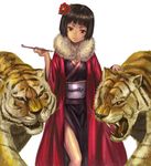  copyright_request hashi japanese_clothes kimono kiseru new_year pipe solo tiger 