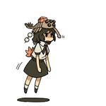  brown_hair empty_eyes floating hat looking_away object_on_head opabinia open_mouth prehistoric_animal shameimaru_aya shirt short_hair skirt solo tokin_hat touhou uewtsol white_shirt 