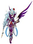 .hack//g.u. .hack//link 1boy androgynous anklet armor blue_hair braid choker endrance_(.hack//) flower gloves hat horns jewelry long_hair male_focus official_art otoko_no_ko pointy_ears rose solo sword twintails very_long_hair weapon wings 