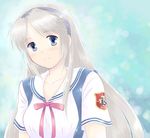  bad_id bad_pixiv_id blue_eyes clannad hairband hikarizaka_private_high_school_uniform long_hair sakagami_tomoyo school_uniform silver_hair smile solo takahashi_mugi 