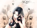  black_lagoon blue_hair depressed drinking fingerless_gloves flower gloves life_withers rose roses sad smoking tattoo thoughtful 