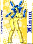  :3 anthro blue_eyes blue_hair blue_nipples blue_tail breasts claws cute female fur hair mammal minun minus mouse nintendo nipples nude pok&#233;mon pok&#233;morph pokemon rodent shinn solo video_games yellow_fur 