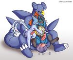  anal anal_fingering anal_penetration anthro azelf balls big_balls claws cum cum_in_ass cum_inside dripping erection fingering fins garchomp gay group group_sex hindpaw impious legendary_pok&#233;mon lucario male multiple_tails muscles nintendo nipples paws penetration penis pok&#233;mon pok&#233;morph pokemon precum sex simultaneous_orgasm sitting size_difference threesome video_games 