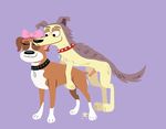  bow canine collar cookie cum duo female feral feral_on_feral knot lucky male mammal plain_background pound_puppies purple_background sex toony 