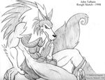  anthro autofellatio canine darkstalkers gallon greyscale jon_talbain male mammal masturbation monochrome oral penis plain_background solo unknown_artist video_games were werewolf white_background wolf 