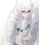  bad_id bad_pixiv_id coat jacket kanke_(yonkuma) male_focus multiple_boys nezumi_(no.6) no.6 scarf shion_(no.6) sleeve_tug tears white_hair 