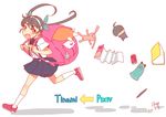  araragi_koyomi backpack bad_id bad_pixiv_id bag bakemonogatari brown_hair character_doll commentary_request hachikuji_mayoi jelly-jou long_hair monogatari_(series) pixiv red_eyes rkrk signature slime solo tinami twintails 