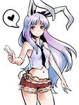  alternate_costume animal_ears armpits bare_shoulders blush bunny_ears bunny_tail crop_top heart lavender_hair long_hair midriff mugishima navel necktie red_eyes reisen_udongein_inaba shirt short_shorts shorts sketch sleeveless sleeveless_shirt smile solo spoken_heart suppository tail touhou very_long_hair 