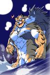  amakuchi anthro biceps blush canine claws cool_colors duo feline fur gay grope huge_muscles male mammal muscles nude open_mouth pec_grasp pecs penis raihi rouen scar sheath shining_(series) shining_f shining_wind smile stripes tiger tongue video_games water wet wolf 