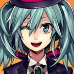  aqua_eyes aqua_hair bad_id bad_pixiv_id face hat hatsune_miku kaiseki magician_(module) miracle_paint_(vocaloid) one_eye_closed open_mouth project_diva project_diva_(series) smile solo top_hat vocaloid 