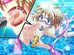  akaza blonde_hair blue_eyes blush breast_sucking breasts clownfish cum cum_in_mouth fellatio henshin_3 nude oral short_hair snorkel sucking_breasts underwater 