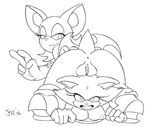  2006 anus bat blaze_the_cat breasts butt cat feline female jiky jikylio lesbian line_art mammal monochrome nipples plump_labia pussy rouge_the_bat sega sonic_(series) tail what wings 