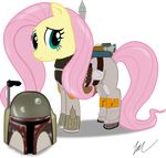  blue_eyes boba_fett crossover equine female feral fluttershy_(mlp) friendship_is_magic hair hasbro horse mammal my_little_pony nightgreenmagician pegasus pink_hair plain_background pony solo star_wars transparent_background wings 