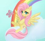  butterfly cute equine faeriebottle female feral fluttershy_(mlp) friendship_is_magic hasbro horse insect mammal my_little_pony pegasus pony rainbow solo wings 