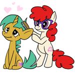  &hearts; comb cub cutie_mark equine eyewear female feral friendship_is_magic glasses green_hair hair hasbro horn horse long_hair male mammal my_little_pony plain_background pony red_hair short_hair snails_(mlp) twist_(mlp) unicorn unknown_artist white_background young 