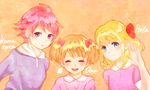  ana_(mother) bad_id bad_pixiv_id blonde_hair blue_eyes earrings jewelry kumatora mother_(game) mother_2 mother_3 multiple_girls paula_(mother_2) pink_hair purple_eyes short_hair smile twintails 