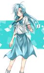  blue_hair emptiest_(artist) ion_(manga) jewelry long_hair necklace school_uniform skirt solo tsuburagi_ion 