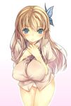  blonde_hair blue_eyes blush boku_wa_tomodachi_ga_sukunai breasts bug butterfly hair_ornament impossible_clothes impossible_shirt insect kashiwazaki_sena large_breasts long_hair mikage_sekizai panties shirt solo underwear 