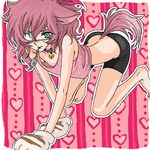  1boy animal_ears bell cat_ear cat_ears cat_tail catboy character_request child collar eyepatch loveless lowres male male_focus pink_hair sagan_natsuo short_shorts shorts shota solo tail 