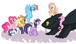  black_body cobracookies crossover cutie_mark dragon equine female feral fluttershy_(mlp) friendship_is_magic fur group hasbro horn horse how_to_train_your_dragon male mammal my_little_pony night_fury pegasus pink_fur pinkie_pie_(mlp) plain_background pony rainbow_dash_(mlp) rarity_(mlp) toothless twilight_sparkle_(mlp) unicorn white_background wings 
