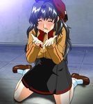  animated animated_gif cum cum_in_mouth cum_on_clothes cumdrip erogos gif kneeling love_fetish maki_daikichi sai_tamako sakakibara_ayumu school_uniform spitting 