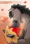  &lt;3 black_hair blonde_hair canine couple ear_piercing female fleki fleki_(character) hair hearts kissing love male mammal piercing wolf wolfy-nail 