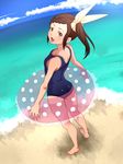  @@@ bad_id bad_pixiv_id barefoot beach blush bow braid brown_eyes brown_hair casual_one-piece_swimsuit day from_above hair_bow hair_ornament hairclip innertube kaburagi_kaede one-piece_swimsuit side_ponytail solo swimsuit tiger_&amp;_bunny 