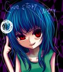  blue_hair cave_story cool_colors female hair human looking_at_viewer magic_user mammal misery not_furry red_eyes smile solo video_games yunako 