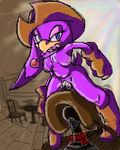  avian beak bird blue_eyes boots breasts chair clothed clothing cool_colors cowboy_hat dildo dildo_sitting female gloves half-dressed hat insertion licking licking_lips looking_at_viewer masturbation mechanical_bull navel nipples partially_clothed penetration purple purple_body pussy pussy_juice sega sex_toy solo sonic_(series) sonic_riders swallow_(bird) table teeth tongue tongue_out unknown_artist wave_the_swallow 