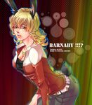  animal_ears bad_id bad_pixiv_id barnaby_brooks_jr belt blonde_hair breasts bunny_ears bunny_tail cleavage genderswap genderswap_(mtf) glasses glowing green_eyes itokufox jacket jewelry kemonomimi_mode large_breasts lips necklace red_jacket solo studded_belt tail tiger_&amp;_bunny 