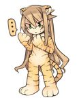  1girl animal_costume animal_ears animal_print arima_senka blonde_hair costume glasses green_eyes kashiwamochi_yomogi long_hair lowres original solo tiger_costume tiger_ears tiger_print 