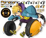  aqua_eyes bad_id bad_pixiv_id bespectacled blonde_hair glasses headphones hood hooded_jacket jacket kagamine_len ligretto male_focus product_placement shorts smile solo vocaloid 