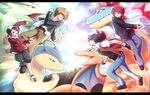  ahoge backwards_hat bad_id bad_pixiv_id ball baseball_cap battle black_hair blue_eyes brown_hair charizard coat denim explosion feraligatr fingerless_gloves gen_1_pokemon gen_2_pokemon gloves gold_(pokemon) green_eyes grin hat highres holding holding_poke_ball hood hoodie jacket jeans jewelry jumping letterboxed mayokichi multiple_boys necklace ookido_green open_mouth pants poke_ball pokemon pokemon_(creature) pokemon_(game) pokemon_hgss pokemon_rgby poking popped_collar red_(pokemon) red_(pokemon_rgby) red_eyes red_hair running short_hair silver_(pokemon) smile typhlosion tyranitar 