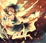  barefoot blue_hair bow cirno flower kirero short_hair solo touhou wings 