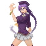  beret bracelet braid hands hat jewelry kuroi long_hair melty_blood open_mouth purple_eyes purple_hair sion_eltnam_atlasia skirt solo thighhighs tsukihime very_long_hair 