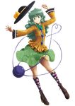  absurdres bad_id bad_pixiv_id blouse boots frills full_body green_eyes green_hair hat heart heart_of_string high_heels highres komeiji_koishi legs long_hair nerikeshi shoes skirt smile solo touhou transparent_background 