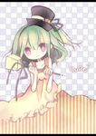  bad_id bad_pixiv_id copyright_request dress green_hair hat himehi pink_eyes solo staff top_hat 