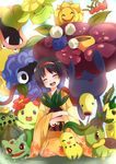  bad_id bad_pixiv_id bellossom bellsprout black_hair blush bulbasaur cacnea chikorita erika_(pokemon) gen_1_pokemon gen_2_pokemon gen_3_pokemon gen_4_pokemon hairband happy highres hoppip japanese_clothes jumpluff kimono leafeon oddish open_mouth poke_ball pokemon pokemon_(creature) pokemon_(game) pokemon_hgss pun2 short_hair skiploom smile sunflora tangela turtwig victreebel vileplume 