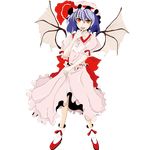  bad_id bad_pixiv_id bariten bat_wings blue_hair dress full_body hat highres licking red_eyes remilia_scarlet ribbon skirt_hold solo tongue touhou transparent_background wings 