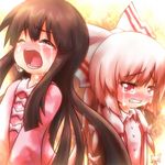  ayakashi_(monkeypanch) bad_id bad_pixiv_id black_hair blush bow child clenched_teeth closed_eyes crying crying_with_eyes_open fujiwara_no_mokou hair_bow hair_ribbon houraisan_kaguya long_hair multiple_girls open_mouth red_eyes ribbon sad silver_hair suspenders tears teeth touhou 