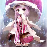  bad_id bad_pixiv_id bag black_legwear book hat patchouli_knowledge purple_eyes purple_hair satchel solo thighhighs touhou tsuki_yuuhi umbrella 